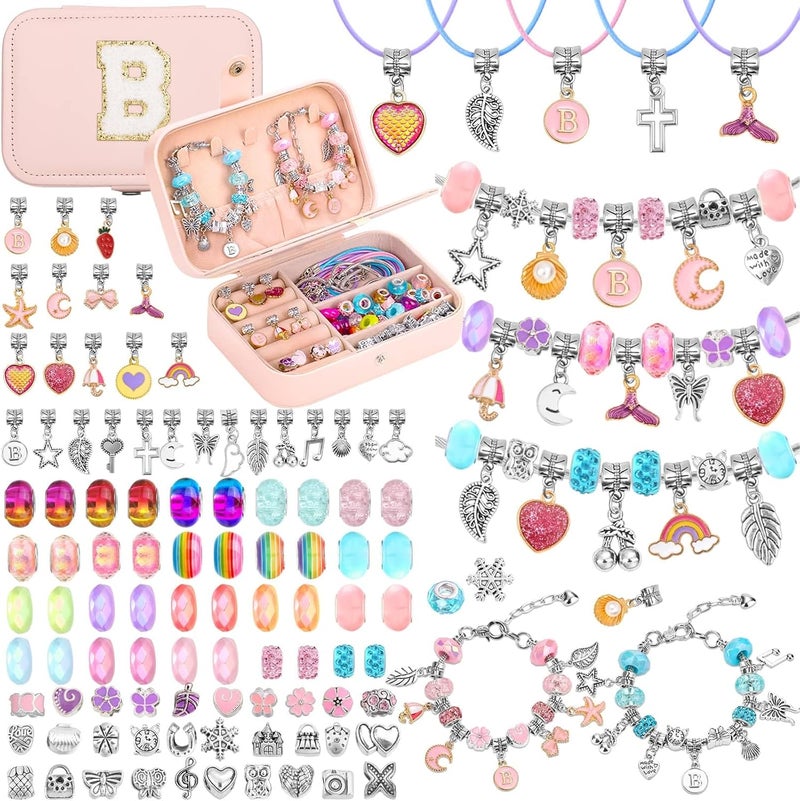 Billbotk Charm Bracelet Making Kit with Jewelry Box Charm Beads for Jewelry Making DIY Bracelet Craft Kit for Birthday Gifts Valentine Christmas - Image 1